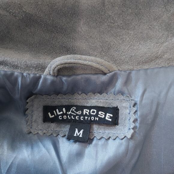 Lili Le Rose Baby Blue Suede Button Jacket Size M - Picture 10 of 13
